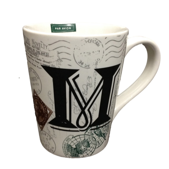 Par Avion Post Card Postage M Script Coffee Cup - Picture 4 of 6